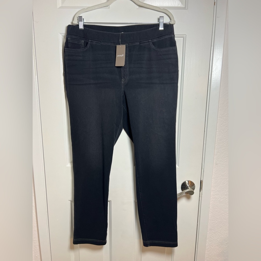 JILL Pure Jill Sz‎ L grey Cotton Stretch Pull On Pants Pockets
EUC